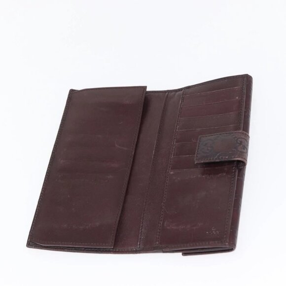 GUCCI GG Canvas Guccissima Long Wallet Leather Brown Gold - Picture 12 of 16